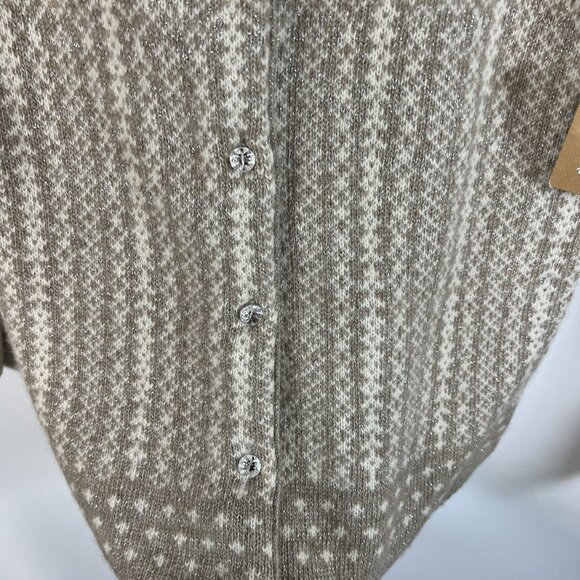 Telluride Clothing Co Cardigan Women S Cream Lambswool Fair Isle Metallic Beaded - Picture 7 of 11
